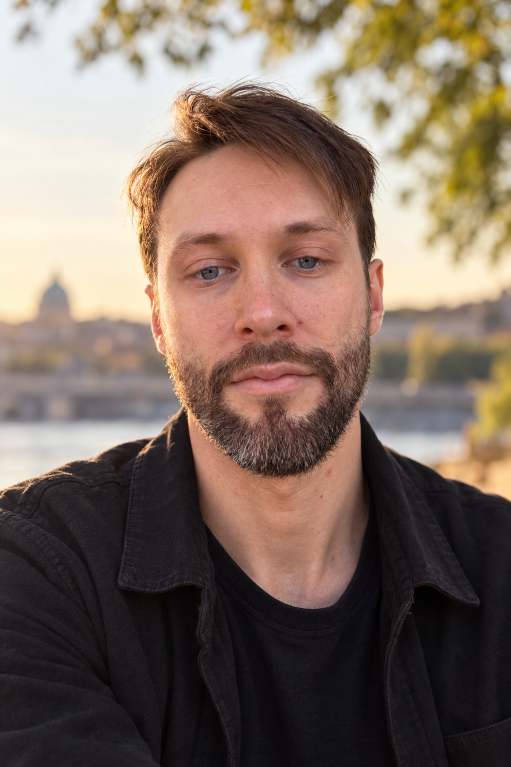 AI-generated outdoor portrait made from three reference selfies